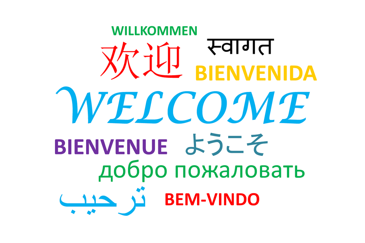 image of welcome in many languages in a word cloud